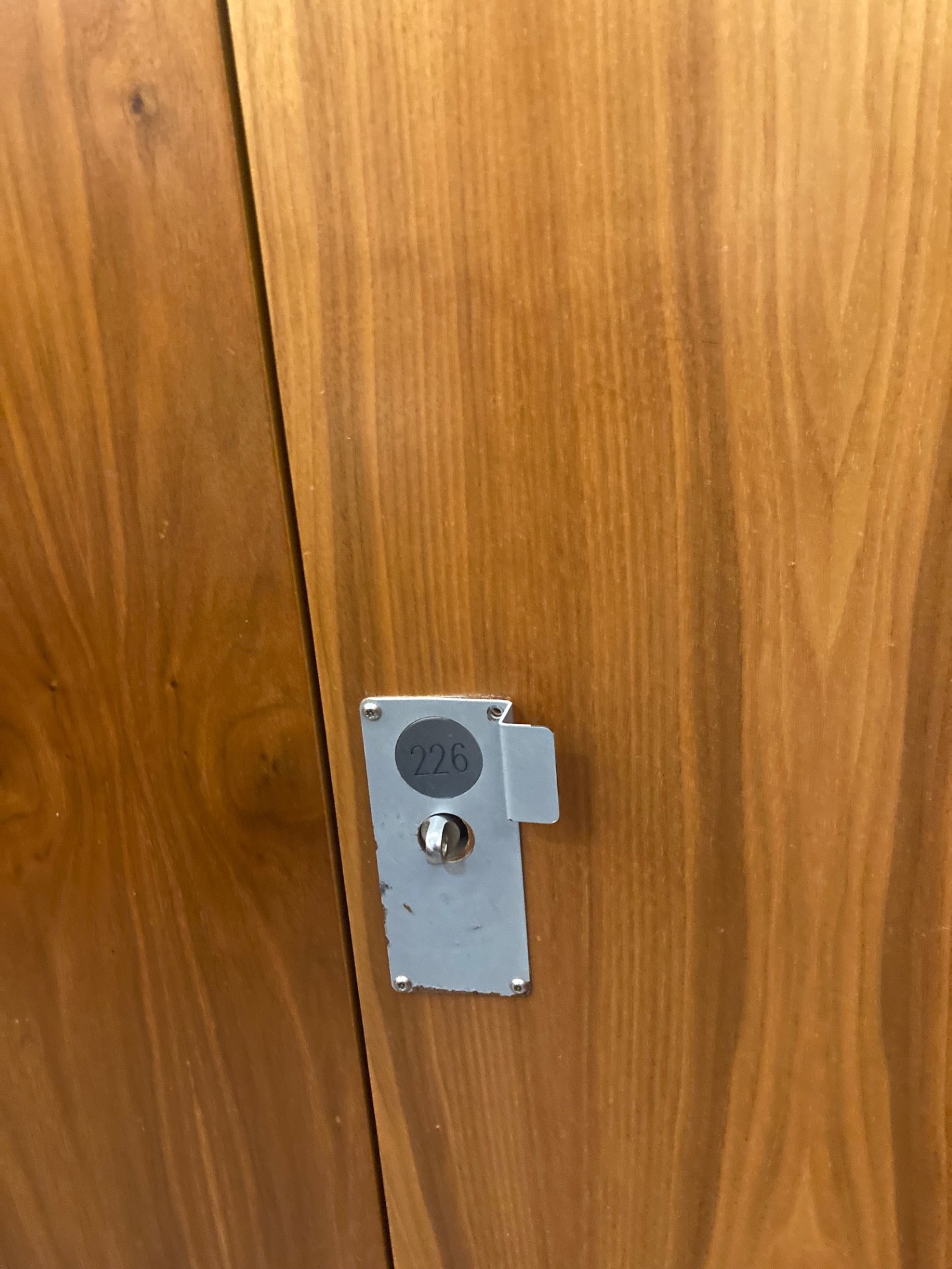 226 locker at the gym this evening